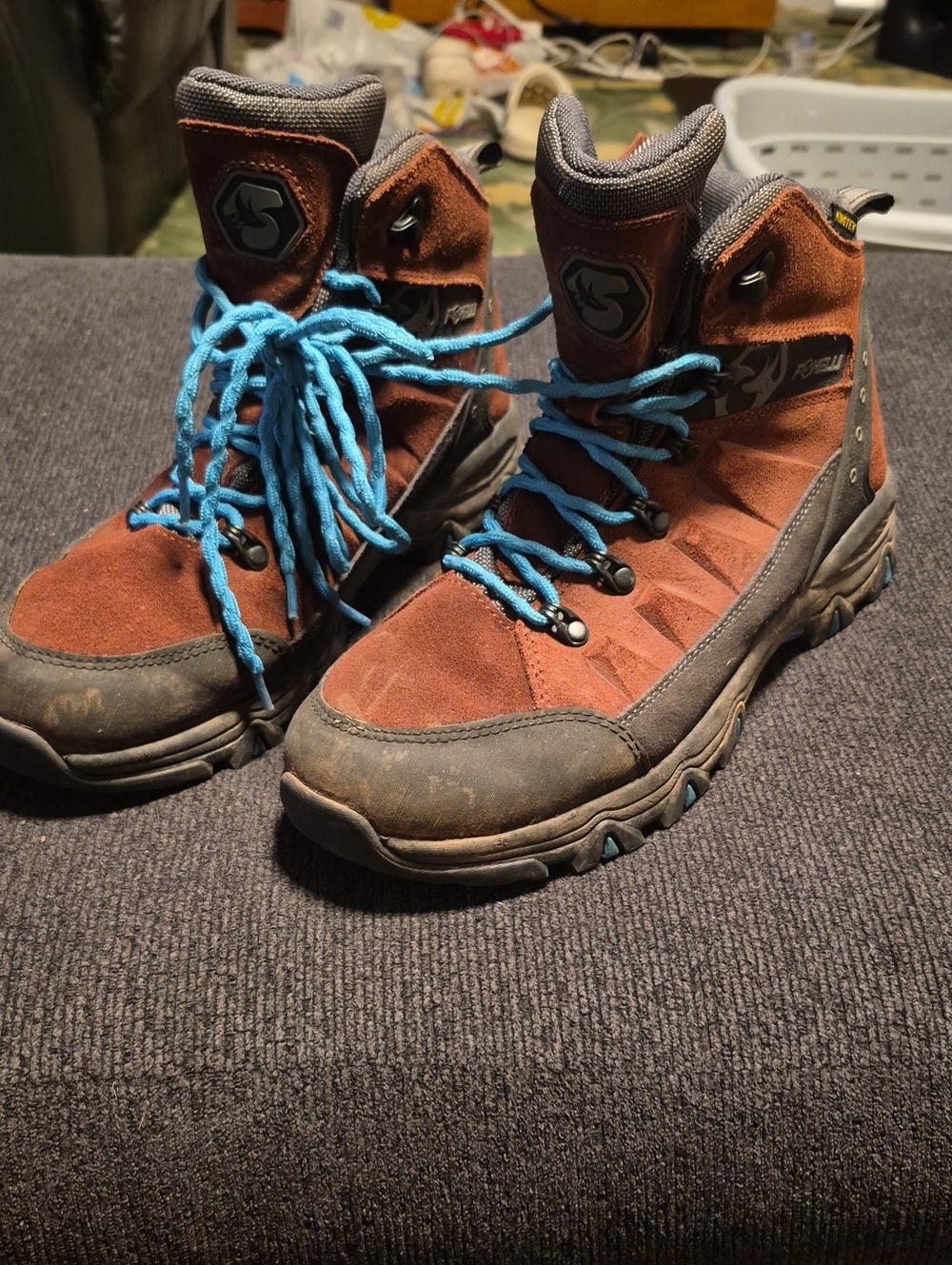 Men's Brown Suede Hiking Boots with Blue Laces